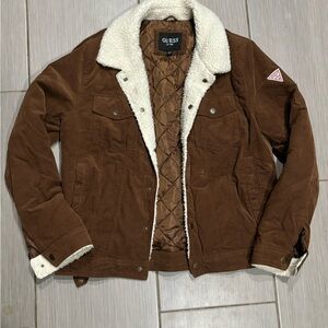 Vintage Guess Brown Corduroy Sherpa Trim Jacket